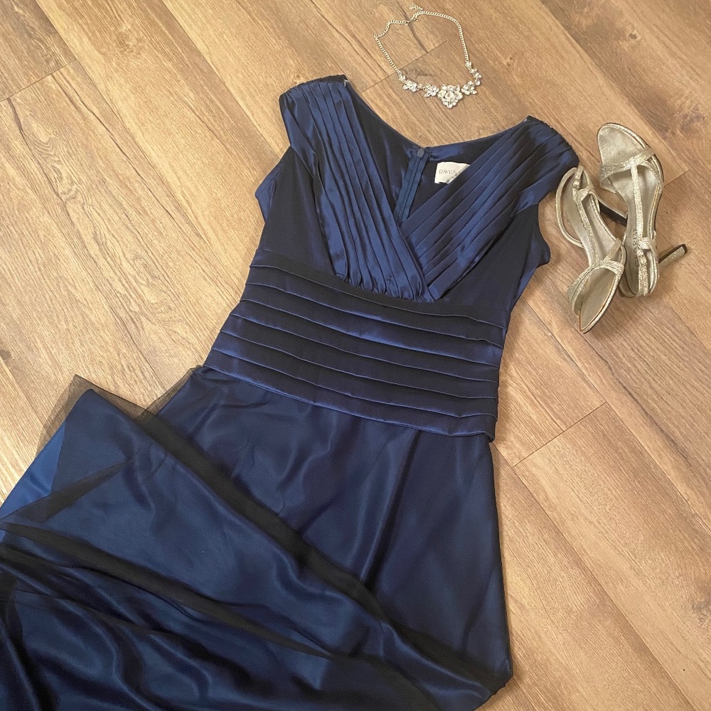 David’s Bridal Navy Blue Holiday Evening Gown
